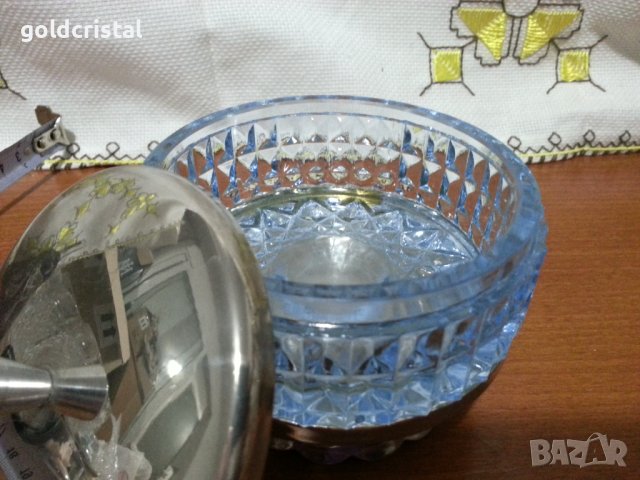 Стара кристална кутия захарница , снимка 2 - Антикварни и старинни предмети - 43689411
