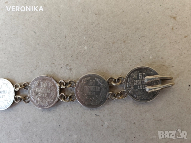 Стара гривна от сребърни Царски монети, снимка 2 - Антикварни и старинни предмети - 52680278