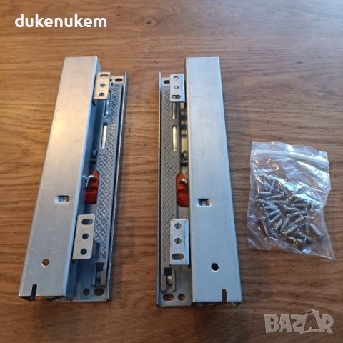 Комплект Долни водачи за чекмеджета с пълно изтегляне и плавно затваряне – 20 см, снимка 7 - Шкафове - 53189261