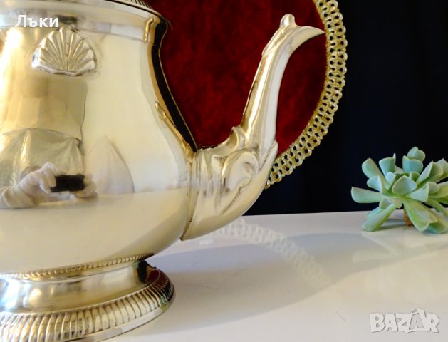 Английска кана,чайник,никелово сребро 940 гр. , снимка 5 - Антикварни и старинни предмети - 39182939