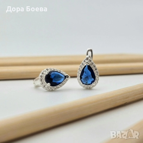 Сребърни обеци: "Дъжд", снимка 3 - Обеци - 52682441