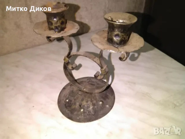 Свещник от ковано желязо – ръчна изработка-двойка, снимка 5 - Декорация за дома - 49589647