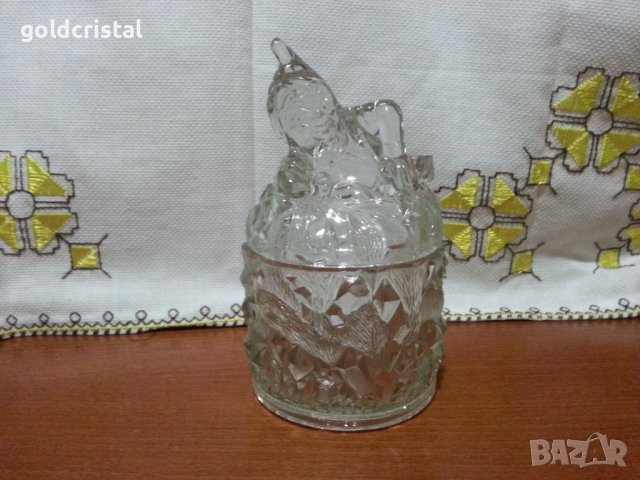 Стара стъклена захарница кутия