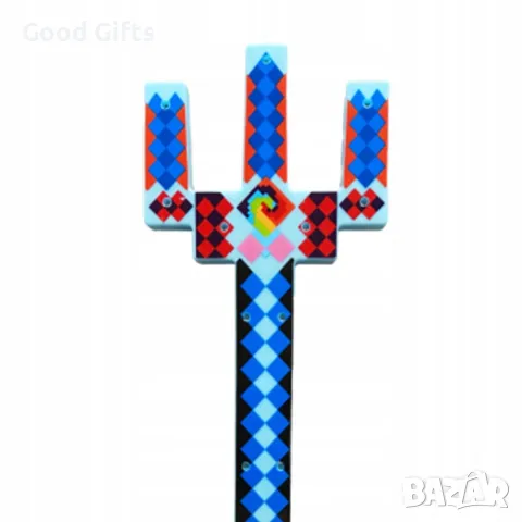 Голям LED Светещ Тризъбец Майнкрафт Minecraft, 55см Музикален Пикселизиран Minecraft Тризъбец, снимка 2 - Други - 48762984