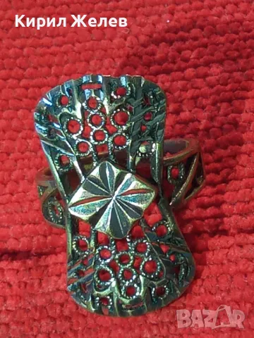СТАРИНЕН АЖУРЕН с ПОЗЛАТА МЕДЕН РЕТРО ПРЪСТЕН РЪЧНА МАЙСТОРСКА ИЗРАБОТКА 47470, снимка 15 - Антикварни и старинни предмети - 47124166