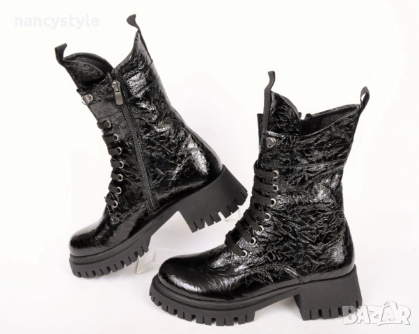 ЗИМА '25'26! Високи дамски боти от естествен намачкан лак