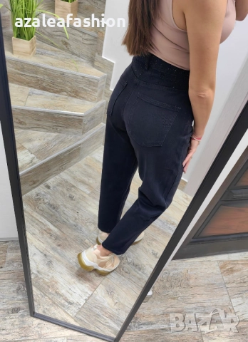 Дамски дънки мом фит с камъни, снимка 5 - Дънки - 52671422