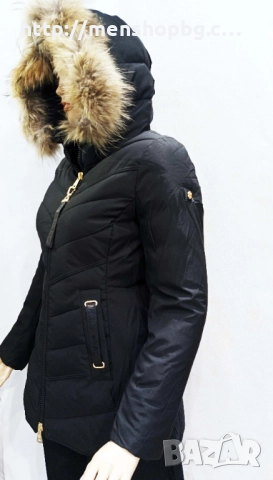 Големи размери яке с естествен пух -  черно, снимка 3 - Якета - 52043016