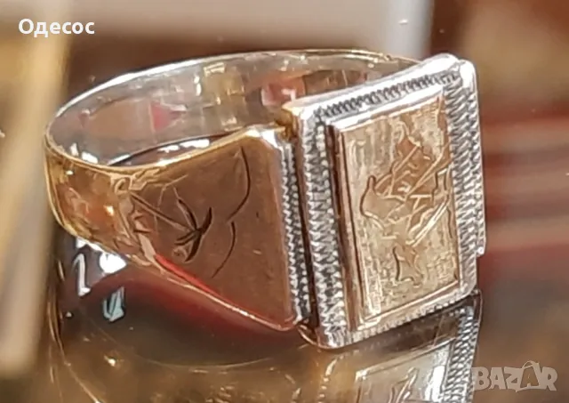 Много рядък  пръстен,сребро и злато,Вермахт,Германия,Крим, снимка 4 - Антикварни и старинни предмети - 48253776