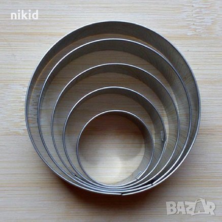 5 бр кръг кръга кръгове рингове метални форми резци за тесто сладки бисквитки резец форма, снимка 2 - Форми - 33126715