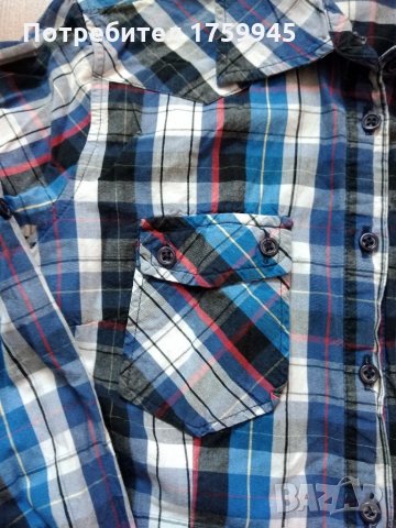 Синя карирана риза , снимка 2 - Ризи - 34887308