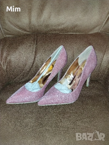 41 Черни лачени обувки 41и 42 розови обувки брокат с ток , снимка 16 - Дамски обувки на ток - 52421465