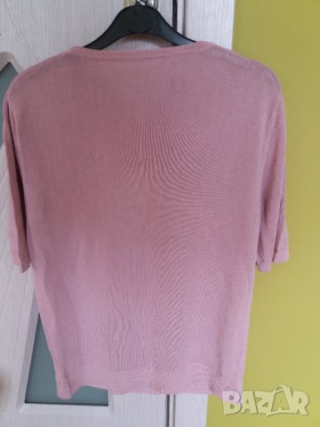 Дамска трикотажна блуза с къс ръкав розово лилава, снимка 3 - Блузи с дълъг ръкав и пуловери - 33224482
