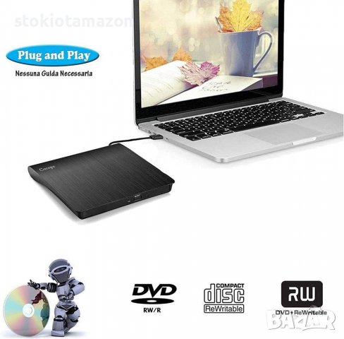 Виншна DVD Запивачка - Cocopa externer CD Dvd-Brenner USB 3.0, снимка 2 - Други - 37447570