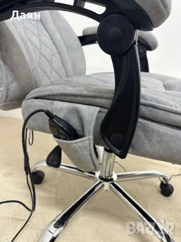 Масажен офис стол, функция затопляне, регулируема височина и поставка за крака, сив Vinsetto, снимка 3 - Столове - 53211258