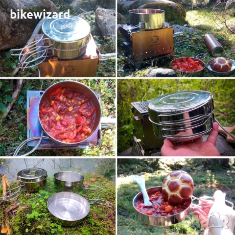 Bestargot Комплект тенджери и тигани за къмпинг неръждаема стомана НОВИ, снимка 5 - Къмпинг мебели - 51757346