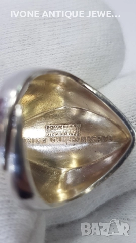 Сребърен позлатен пръстен с емайл, снимка 7 - Пръстени - 52794306