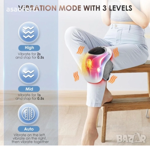 🦵 Безжичен Масажор за Колена – Инфрачервена Топлина, Вибрация и 3 Режима