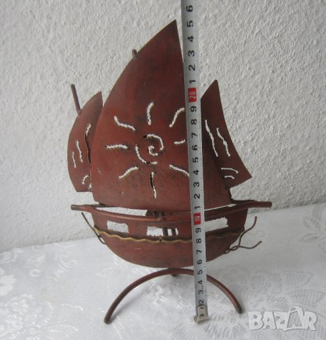 --- Кораб Стар свещник за 1 свещ, морска декорация, желязо, снимка 3 - Декорация за дома - 28871655