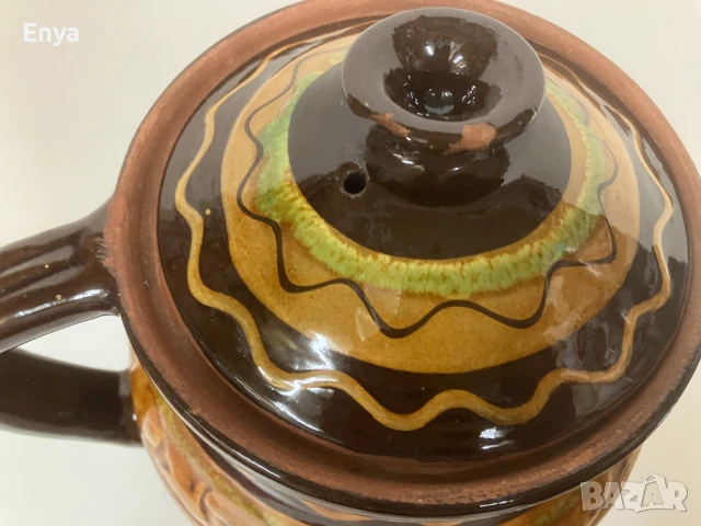 Глинено гърне с дръжка и капак, снимка 5 - Съдове за готвене - 50683658
