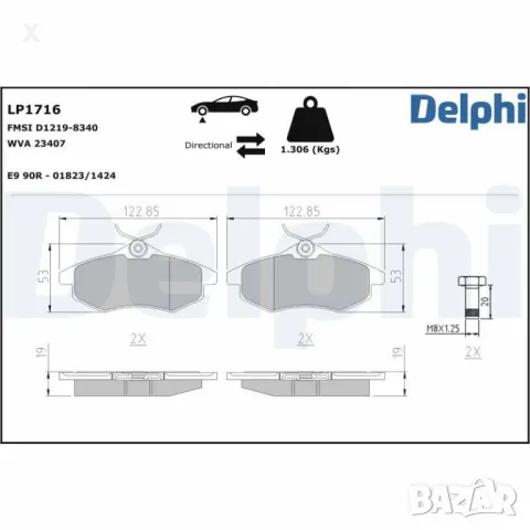 DELPHI LP1716 ПРЕДНИ НАКЛАДКИ CITROEN C2 C3 / PEUGEOT 206 207 / 2002-2024 OE 4253.45  OE 1617257080 , снимка 3 - Части - 48704624