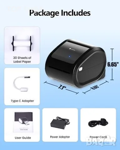 Нов Phomemo D520-BT Bluetooth Принтер за Етикети 4x6 - Термален, снимка 2 - Друга електроника - 49657629