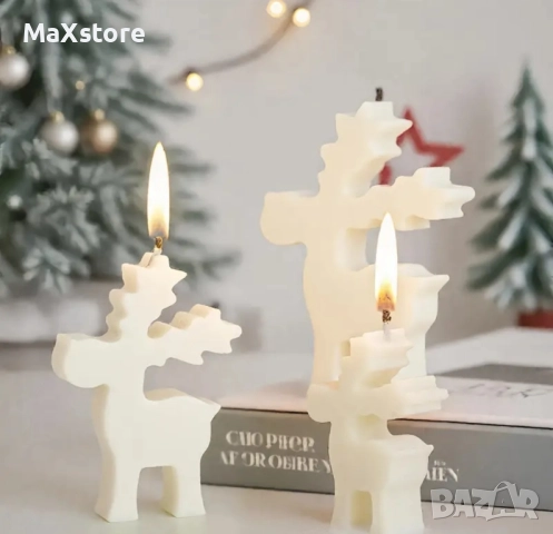 3 броя комплект елен елени Дълбок силиконов молд форма за свещи гипс сапун смола фондан шоколад , снимка 2 - Форми - 52155648