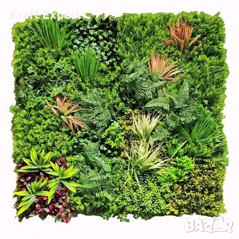 Декоративен Панел 1м² от Изкуствена Зеленина с Цветни Акценти – kw2734, снимка 4 - Декорация за дома - 51206247