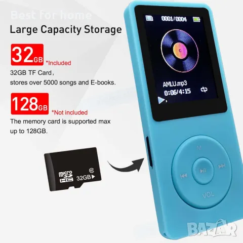 MP3 плейър 32GB ARUNGO, снимка 4 - MP3 и MP4 плеъри - 48351313