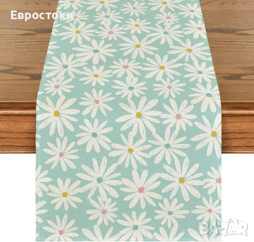 Artoid Mode Раннел Цветя. Декорация за празнична маса 40 x 100cм. Синьо, жълто, снимка 7 - Други - 49119787