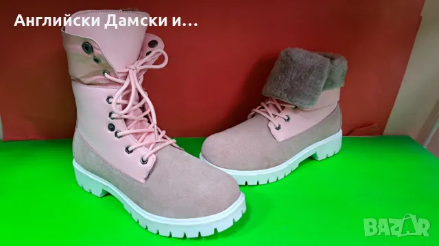 Английски дамски боти естествен велур,кожа,2 в 1, снимка 3 - Дамски боти - 48725810