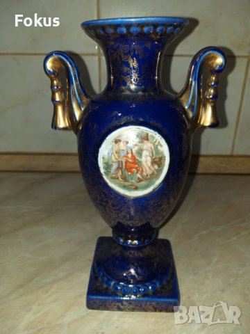 Стара синя английска ваза порцелан, снимка 1 - Антикварни и старинни предмети - 43504537