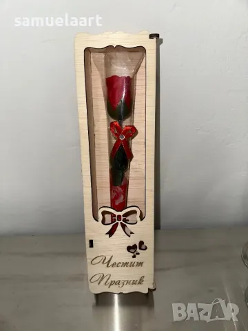 Гравирана подаръчна  кутия с роза!, снимка 13 - Изкуствени цветя - 47669131