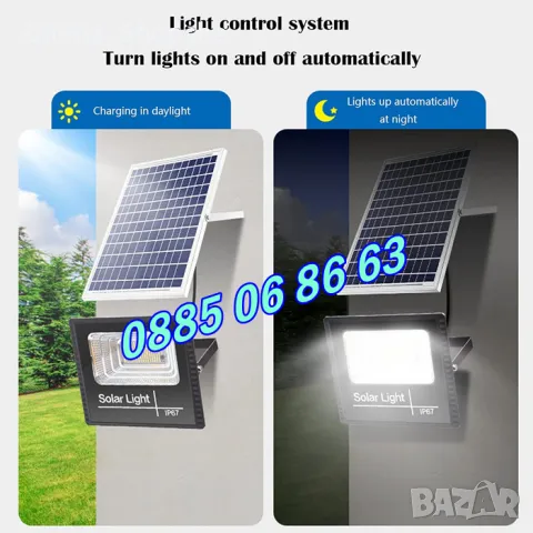 LED прожектор 400W със соларен панел, соларен прожектор 400W, снимка 2 - Прожектори - 50300767