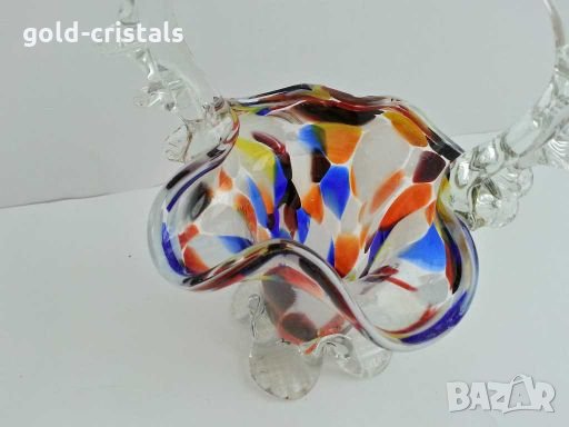 антикварна кошничка цветно кристално стъкло, снимка 3 - Антикварни и старинни предмети - 28364904