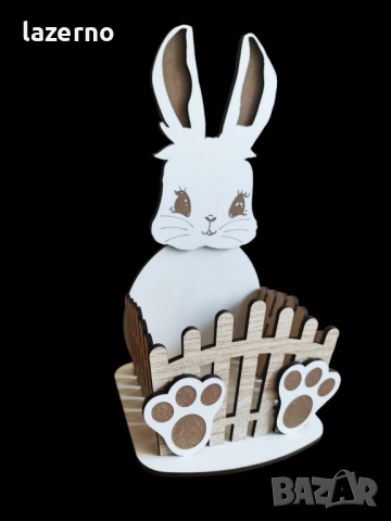 Великденски заек кошница поставка за яйца и лакомства, снимка 1 - Декорация за дома - 44898780