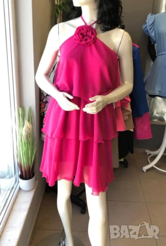 🌷Ефирна рокля от шифон с обемно 3Д цвете  , снимка 2 - Рокли - 50622992