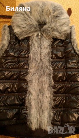 Нов дамски ватиран елек с яка от еко косъм., снимка 3 - Елеци - 38731804