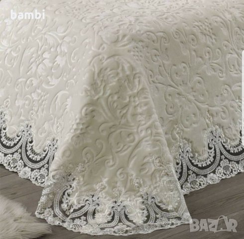 Луксозно шалте от акрил и френска дантела, снимка 5 - Покривки за легло - 25273755