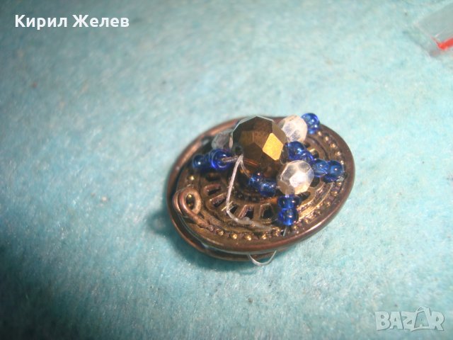 СТАР БРОНЗОВ НАКИТ ИНТЕРЕСНО БИЖУ КОПЧЕ с ФАСЕТИРАН МАРКАЗИТ и ЦВЕТНИ МЪНИСТА 60541, снимка 10 - Антикварни и старинни предмети - 35641892