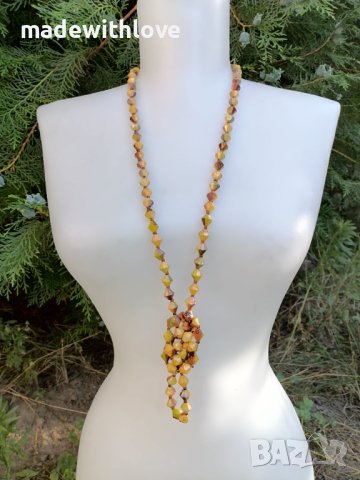 Ръчно изработена дълга огърлица, снимка 5 - Колиета, медальони, синджири - 43245380