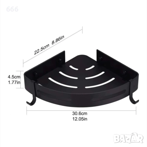 Комплект от 2 ъглови рафта за баня, метал, 22,5 x 4,5 x 30,6 см, снимка 7 - Други стоки за дома - 52618144