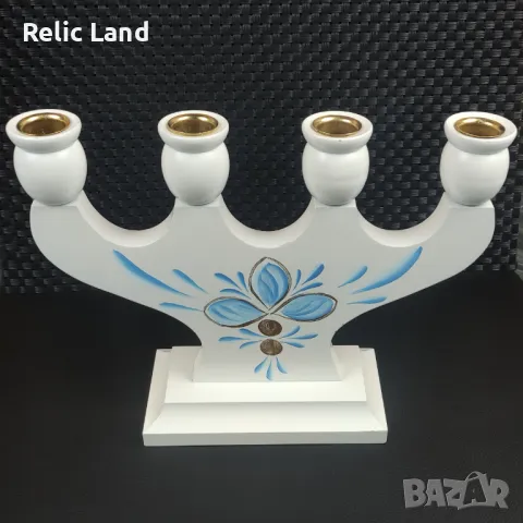 Скандинавски дървен свещник, снимка 3 - Антикварни и старинни предмети - 47397154