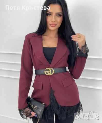 Дамско сако с дантела, снимка 2 - Сака - 52794568