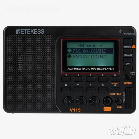 Портативно радио Retekess V115 AM/FM транзистор с MP3 и слот за TF карта, снимка 5 - Радиокасетофони, транзистори - 44884156