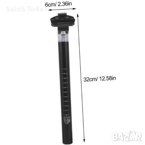 Тръба за седалка за колело, Колче за седалка на велосипед, 32см, Черна, снимка 4 - Части за велосипеди - 49747700