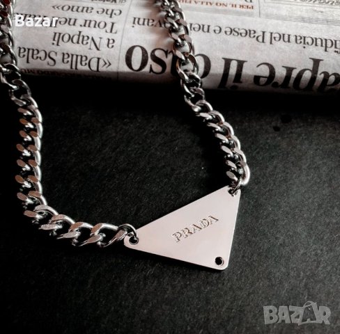 Prada Milano Гердан Колие Прада Дамски Мъжки Унисекс Necklace Реални Снимки, снимка 2 - Колиета, медальони, синджири - 43555539