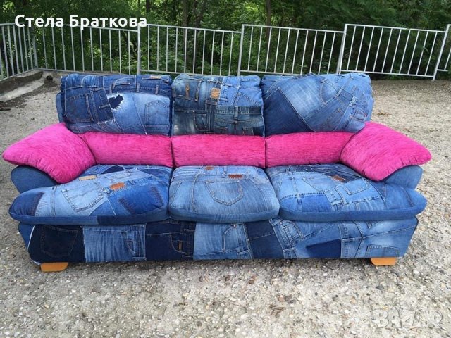 Дънкови дивани / Ръчно изработени дамаски, снимка 3 - Дивани и мека мебел - 33464969