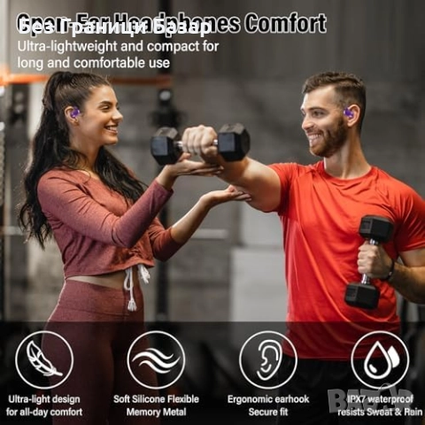 Нови Безжични open-ear слушалки 36H, ENC микрофони, водоустойчиви за спорт музика, снимка 3 - Bluetooth слушалки - 52470737