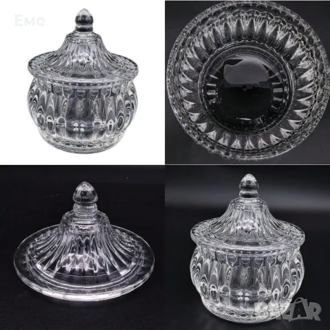 Стъклена захарница с капак
